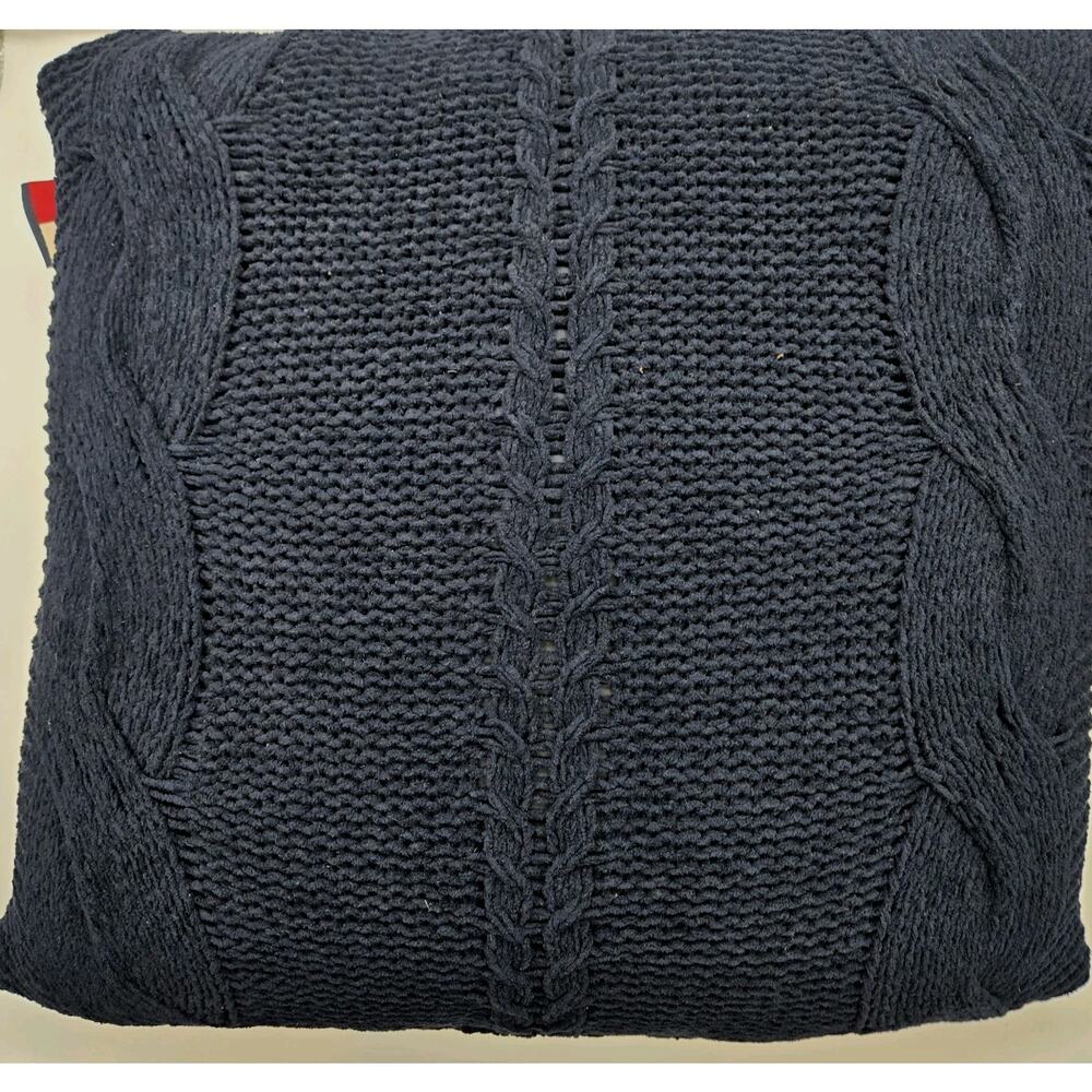 Tommy Hilfiger Cable Knit Navy Blue Pillow 17x17" Licensed Preppy Classic NEW